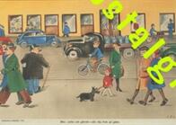 Nostalgikort: Bilar, cyklar och gående - alla vilja fram på gatan. Småskolans trafikbilder 1945