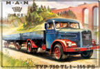 Metallskylt. Man turbo diesel